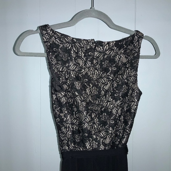 Calvin Klein lace bodice sleeveless jumpsuit Sz 2 slinky black pants tie sash - Picture 7 of 8